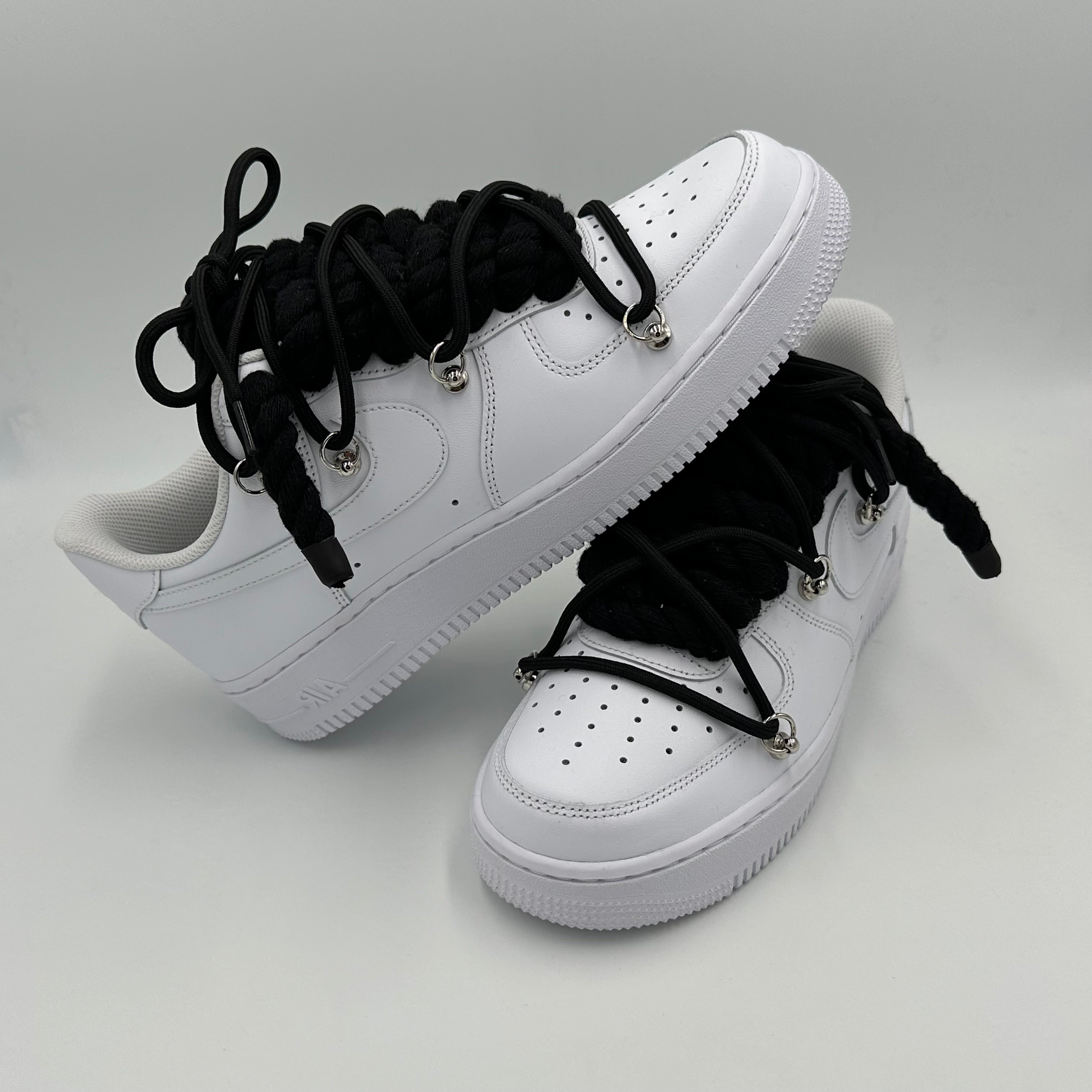 Nike Air Force 1 White “Rope Laces Black” Triple Black