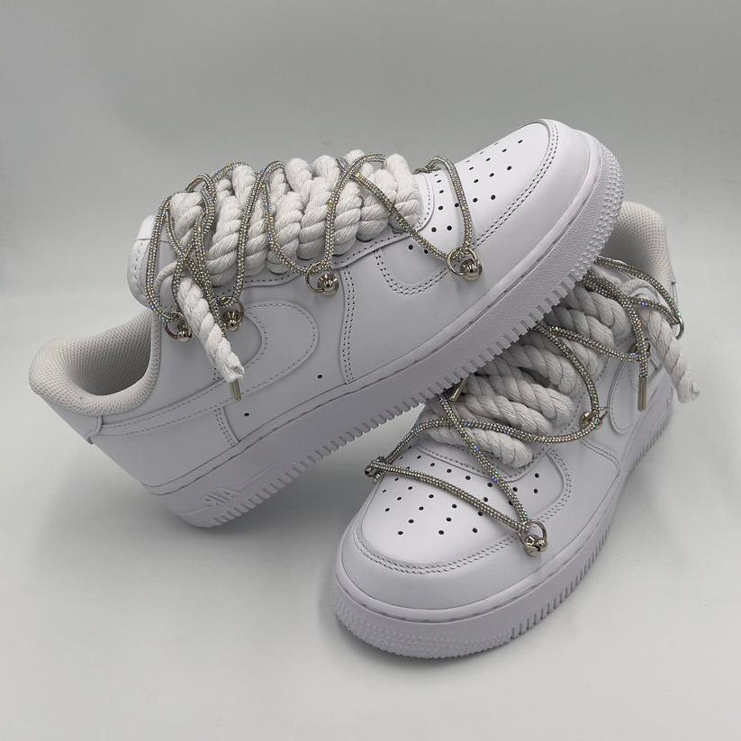 Nike Air Force 1 “Rope Laces White” Triple Crystal Silver
